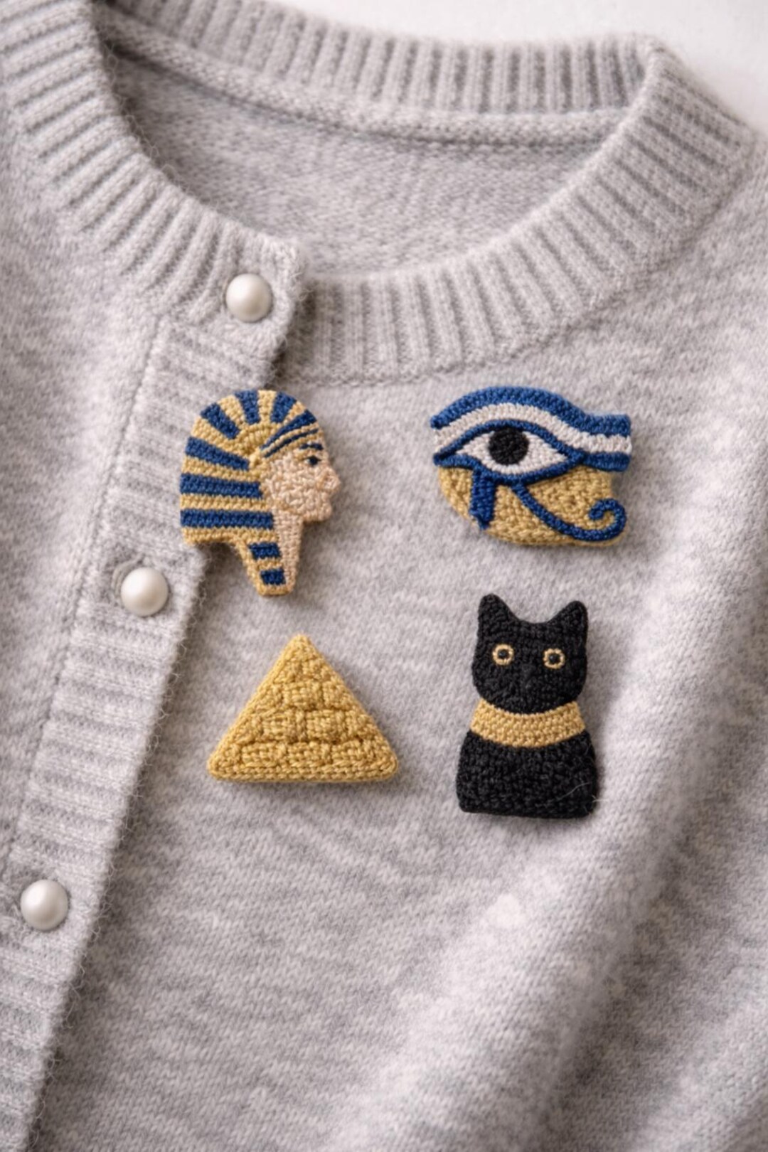 Egypt Mini Clips Ancient Egypt Minis Punch Needle Brooch Set | Handcrafted Pin ...