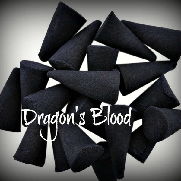 DRaGON'S BLOOd Charcoal Cone Incense 15, 2" Cones Hand Dipped Soaked Strong, Fragrant scents scented essential oils