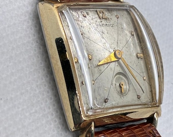 Reloj de pulsera vintage Hamilton Cullen Art déco con bisel de oro laminado de 10k