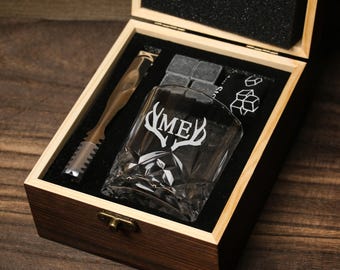 Personalized Whiskey Glass Set with Wooden Box,Groomsmen Gifts,Engraving Glass Cup,Best Man Gift, Groomsman Proposal,Gifts for Dad