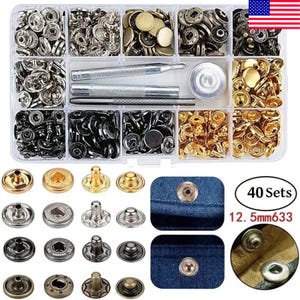 40pcs Metal Snap Buttons for Clothing, Bags & Belts | Durable Press Stud Fasteners