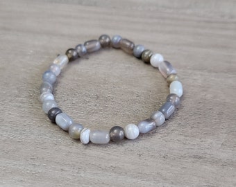 Botswana agate gemstone, stretch gemstone bracelet