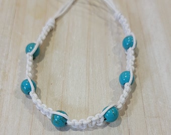 Gemstone Macrame Bracelet, Magnesite Turquoise Bracelet, Friendship Bracelet