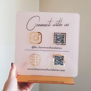 Personalized QR Code Business Sign Multi QR Codes, Custom Logo Plaque (21x21cm, UV Printed Acrylic, Social Media & Payment Use)