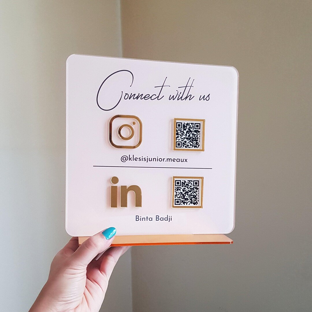 Custom Acrylic Multi QR Code Business Sign: Social Media & Payment - Etsy