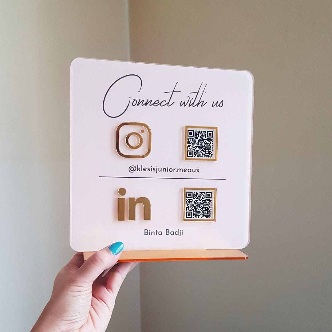 Custom Acrylic Multi QR Code Business Sign, Social Media Payment ...