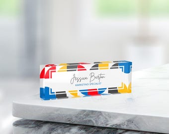 Custom Acrylic Desk Name Plate - Personalized Office Sign - Durable Clear Acrylic, UV Printed, Gift for Executives