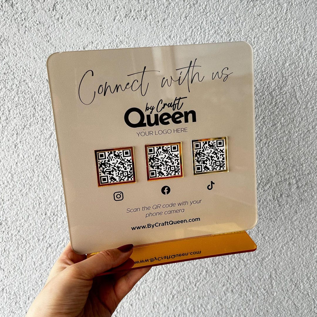 Luxury Acrylic QR Code Business Sign, Custom Social Media & Payment ...