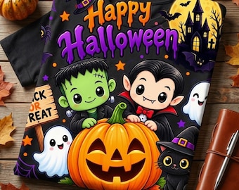 Halloween PNG, Pumpkin, Frankenstein, Vampire, Ghost, Black Cat (Digital Download)