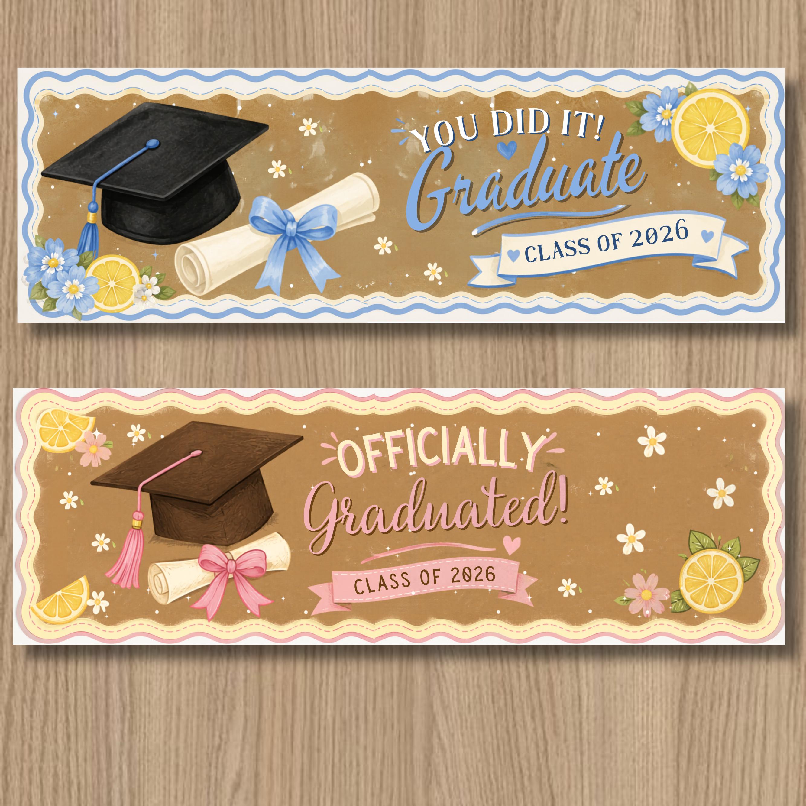 Graduation Banner Template Bundle, Graduation Party Banner, Set of 10 ...