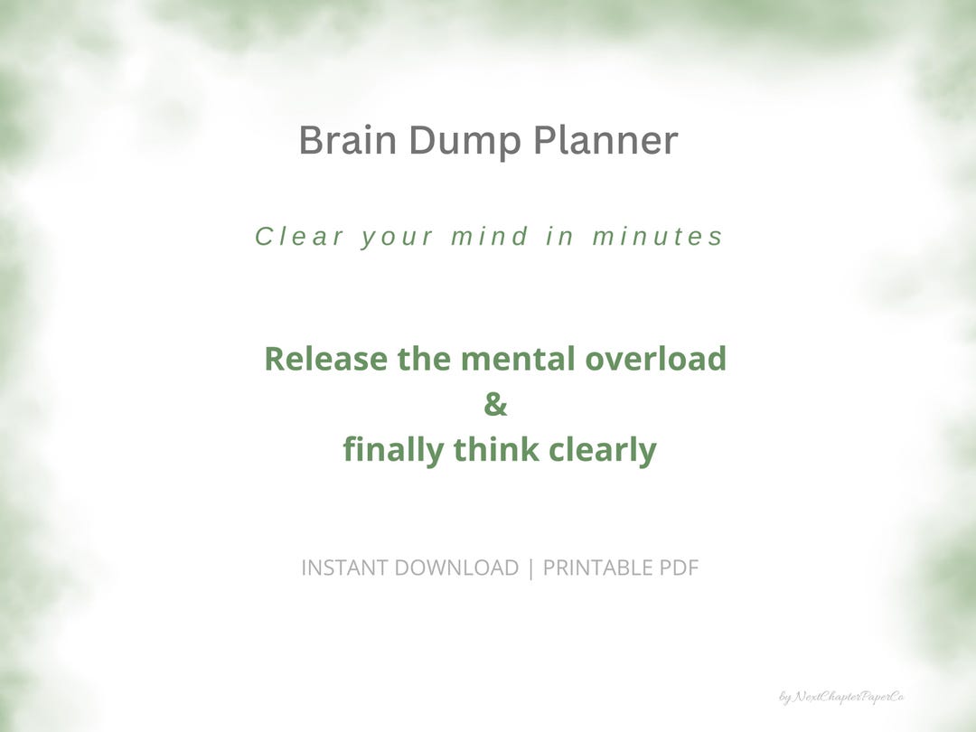Brain Dump Printable PDF | Mental Clarity Worksheet | Overthinking ...