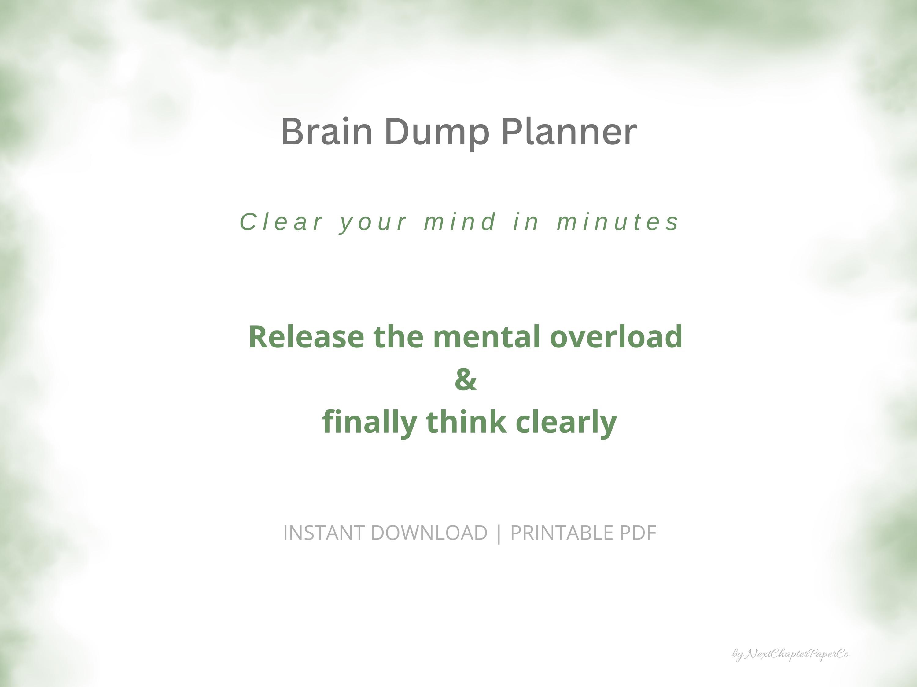 Brain Dump Printable PDF | Mental Clarity Worksheet | Overthinking ...