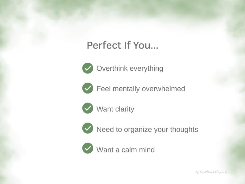 Overthinking Planner Printable PDF | Mental Clarity Worksheet | Anxiety ...