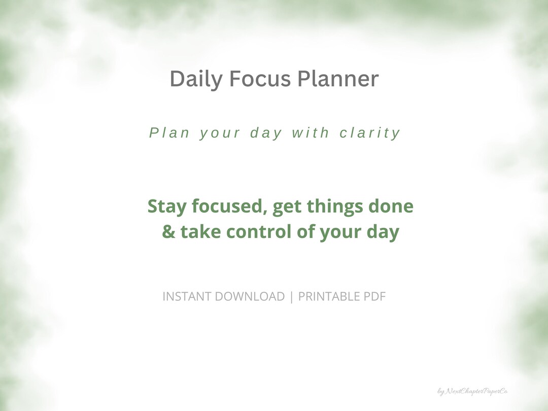Daily Focus Planner Printable | Simple Daily Planner PDF | Productivity ...