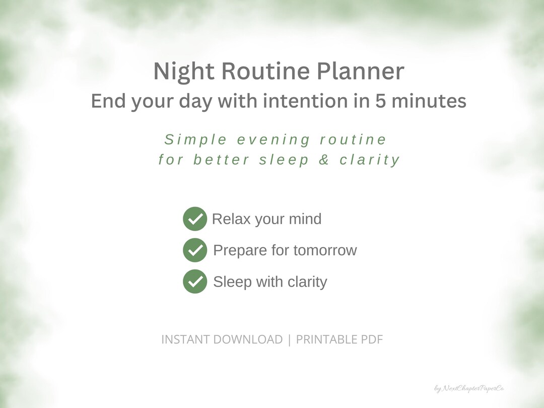 Creating A Night Time Routine Pdf Night Routine Planner | Evening Reset & Reflection | Printable PDF ...
