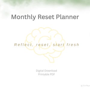 Monthly Reset Planner Printable | Monthly Reflection Worksheet | New Month Reset Planner | Minimal Reset Planner | Personal Growth Planner