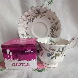 Royal Albert China Tea Cup and Saucer, Scottish Thistle Brigadoon Tea Gift