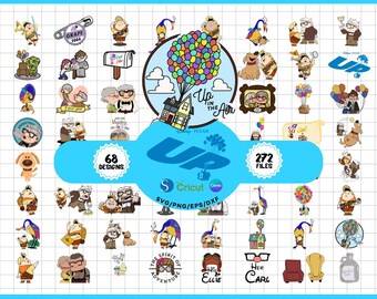 Lot film SVG Up : plus de 60 personnages et maisons en montgolfière - Clipart numérique