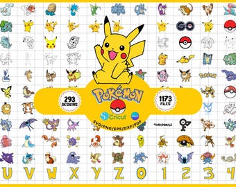 Lot de cliparts Pokémon : 250 dessins animés PNG et SVG pour créations manuelles