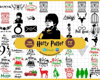 Lot de cliparts Harry Potter : plus de 50 fichiers SVG et PNG - Décoration d'anniversaire pour enfants
