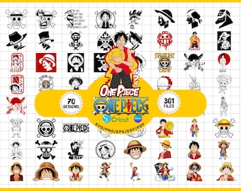 Bundle de cliparts une pièce : 70 PNGs d'anime audacieux - fichiers Cricut Ready