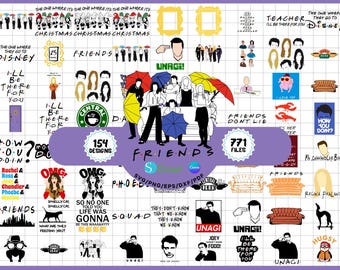 Lot amis SVG, 150 modèles de cliparts d'émissions de télévision (Cricut et sublimation)