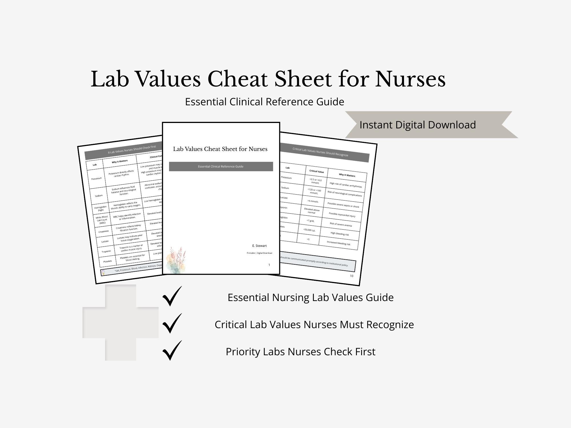 Priority Lab Values Nursing Lab Values Cheat Sheet | Critical Values, Priority Labs ...