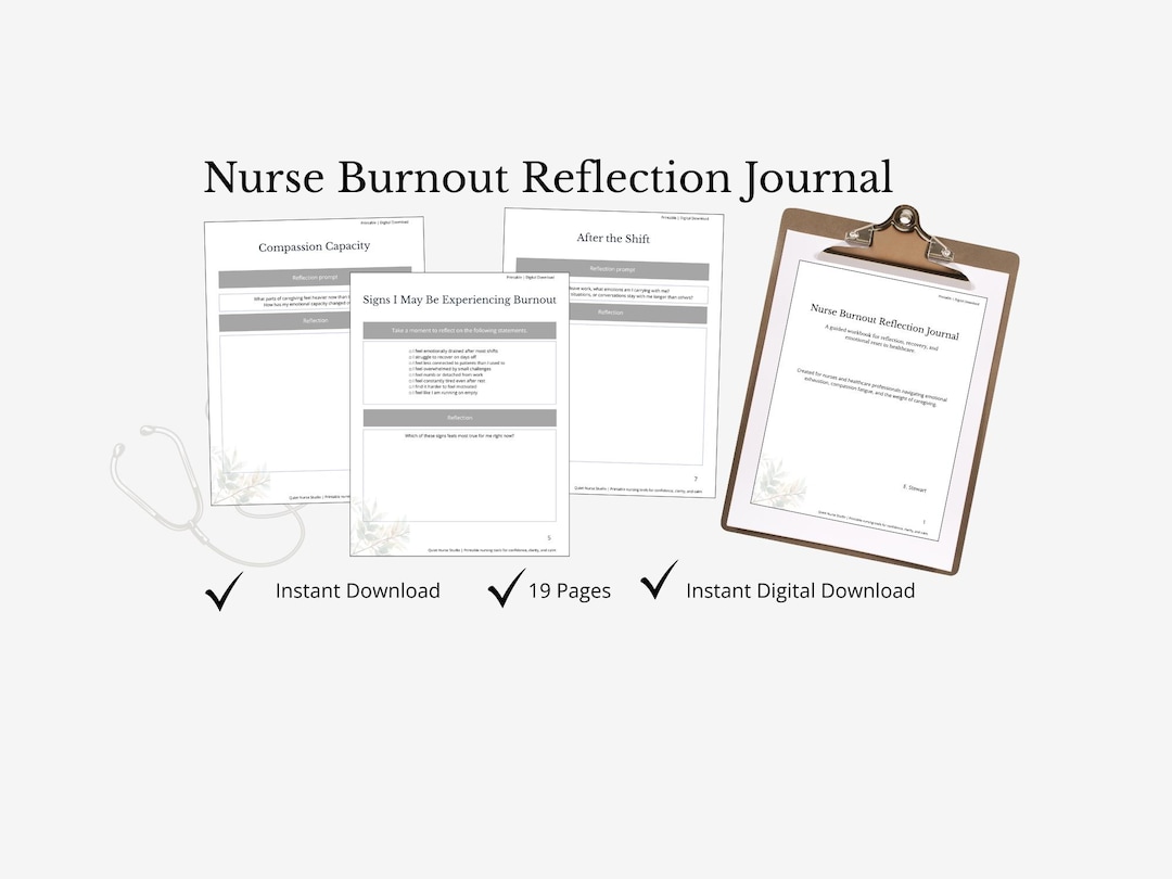 Nurse Burnout Reflection Journal | Compassion Fatigue Workbook ...