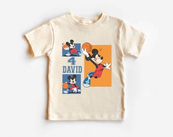 Personalized Mickey Basketball Birthday Shirt for Kids, Custom Age Party Tee,Boys Birthday Outfit, Kids 1st 2nd 3rd 4th Birthday Gift