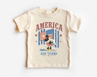 Minnie Mouse America 250 Years Birthday T-Shirt – Kids Patriotic Tee, 4th July Graphic Shirt