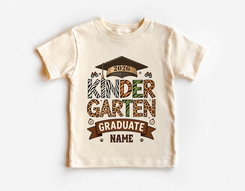 Personalised 2026 Kindergarten Graduation Leopard Print Name Tee,kids ...
