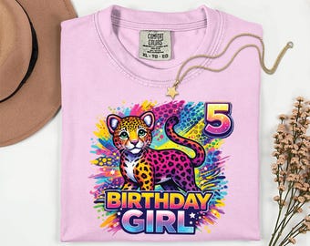 Rainbow 90s inspired Leopard Birthday Kids Shirt,Custom Age Party Tee,y2k colorful,Maximalist Adult Kids