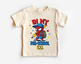 Personalized In My Pre-School Era Shirt, Superhero Back to School Tee,Chibi Web Hero Toddler Outfit, Retro Kids Shirt, Hero Preschooler Gift