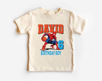 Custom Spider Birthday Boy Shirt Name and Age Tee,Disney Superhero Bday Boy and girl Shirt,Spidey Sweatshirt Gift For Him