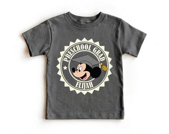 Personalized Graduation Tee,Custom Pre-K Disney Grad Shirts,Disney Preschool Graduation Shirts,Disney Kindergarten Grad Shirt