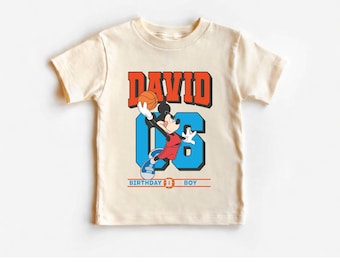 Personalized Mickey Basketball Birthday Kids Shirt, Custom Name Age Party Tee,Disney Mickey Playing Basketball Baby Bodysuit, Sports Shirt