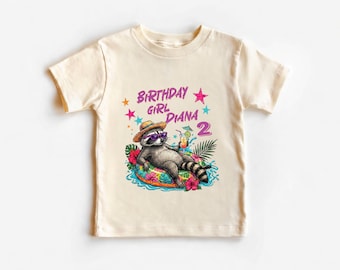 Personalized Funny Raccoon Birthday Kids Shirt, Raccoon 4th of July Patriotic USA Independence Toddler Outfit, Custom Name Party Animal Tee