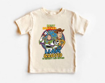 Personalized Story Brothers Shirt,Custom Disney Big and Little Bro Matching Tee, Woody Buzz  Family Story Cousin Siblings Birthday Gift