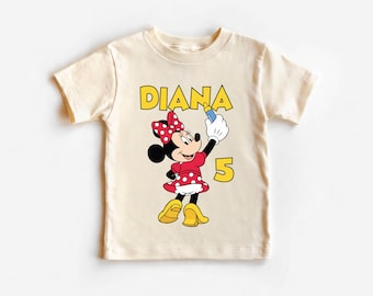 Personalized Minnie Birthday Shirt,Custom Name and Age Party  Outfit,Birthday Disney Trip Tee, Birthday Party Shirt for Girl