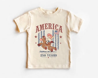Vintage Disney Cowgirl Kids America  Birthday T-Shirt, USA Disney Family Shirts
