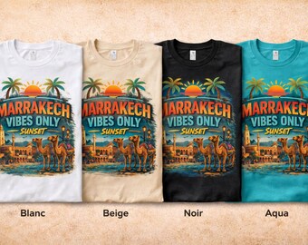 Marrakech Vibes Only Sunset T-Shirt, Vintage Moroccan Graphic Tee, Summer Streetwear Shirt, Unisex Travel Shirt, Aesthetic Vacation Tee