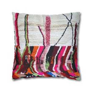 Pillows, Azilal Moroccan rug, Berber rug print, cushion, bold bohemian rug with geometric pattern Spun Polyester Pillowcase Pillowcase