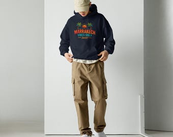Marrakech Vibes Only Hoodie | Morocco Sunset Hoodie | Travel Aesthetic Sweatshirt | Cozy Streetwear