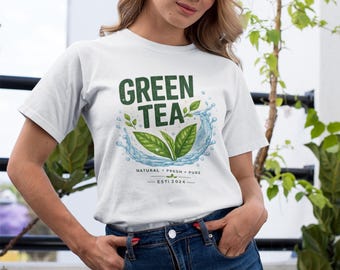 Green Tea Shirt, Green Tea Lover Tee, Natural Fresh Tea Graphic Shirt, Healthy Lifestyle Tee, Gift for Tea Lover, Trendy Aesthetic Tee