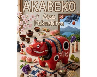Akabeko Red Cow Poster | Aizu Fukushima Japan Travel Art Print
