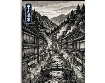 Japanese Onsen Street Poster | Rolled Poster