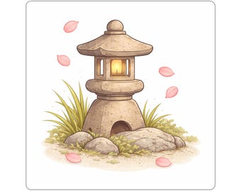 Stone Lantern Sticker | Japanese Garden sakura pagoda kiss-cut