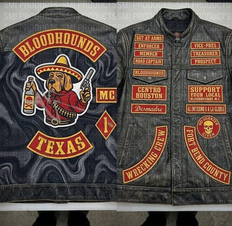 Custom Bloodhounds MC Full Back Rocker Patches – Texas Biker Vest Gear