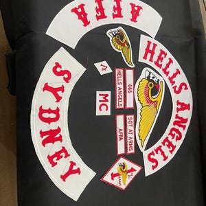 Set di toppe Sydney AFFA MC / Gilet stile rocker outlaw, giacca Hells Angels