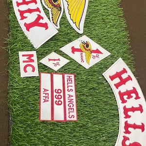 Zestaw naszywek motocyklowych MC Hells Angels, haftowane naszywki klubowe na kamizelki motocyklowe